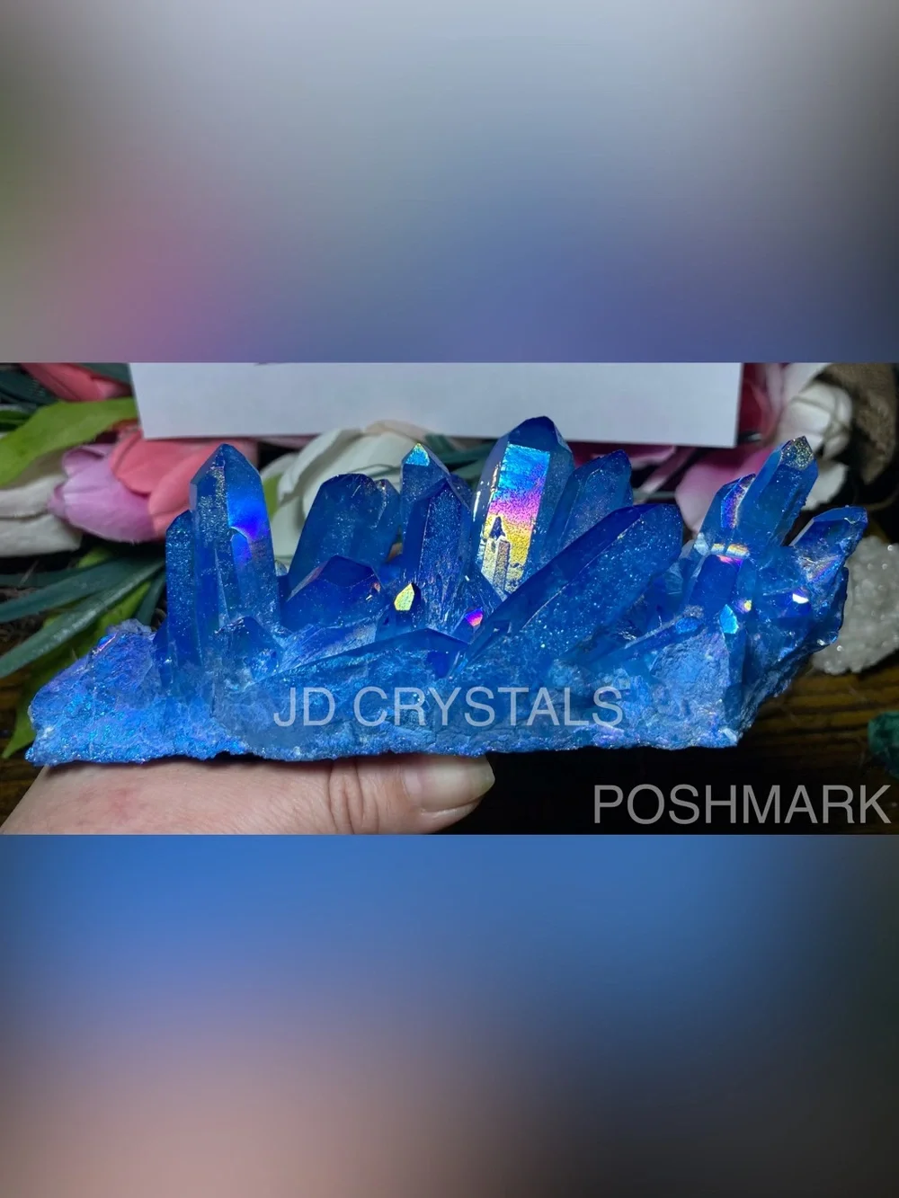 Large Aura Blue Quartz Points Cluster